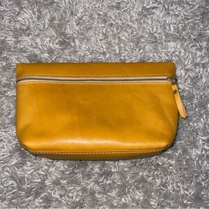 Portland Leather Goods Yellow Leather Large Makeup Cosmetic Travel Case